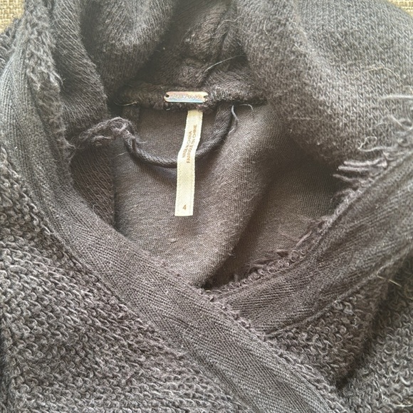 Free People Drape Front Coated Motorcycle Biker Jacket Black Women’s size 4 - Picture 7 of 16